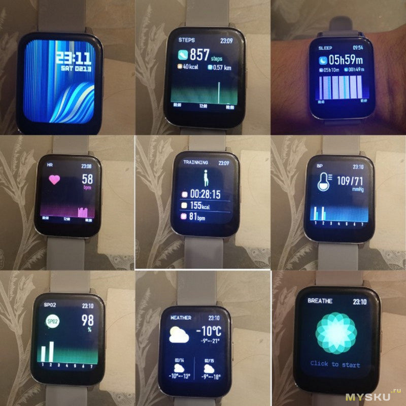 Fitness watch Rogbid Rowatch 2: pulse, steps, oxygen, pressure and breathing