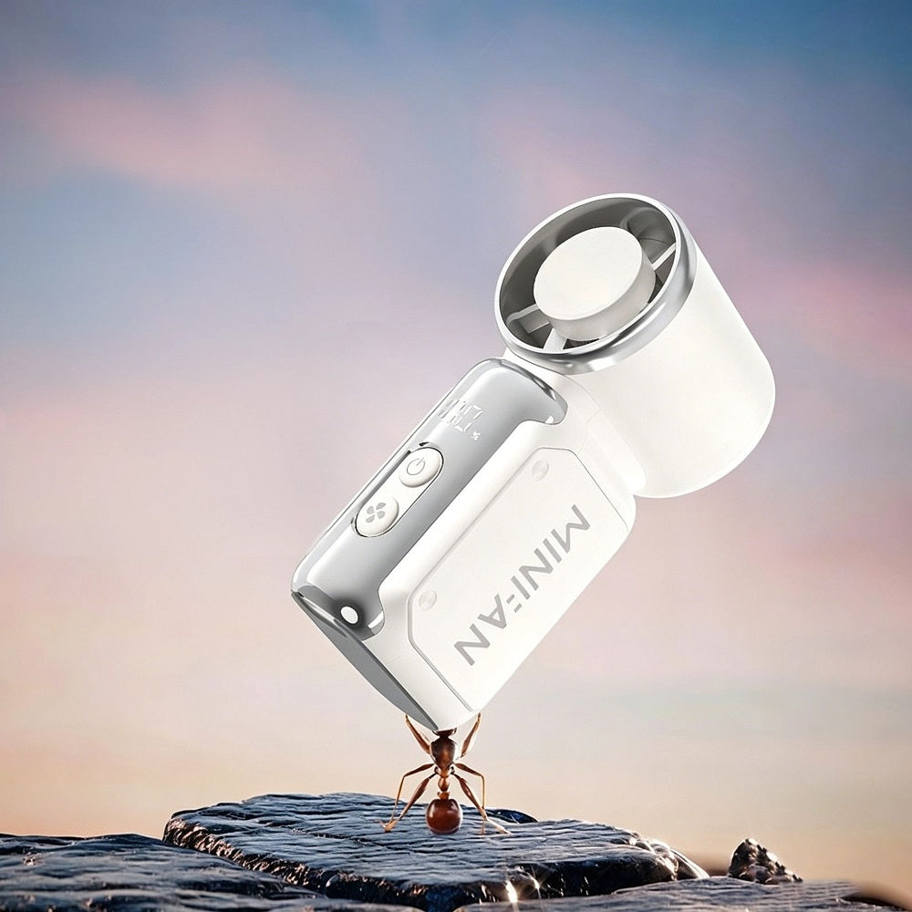 Rogbid Portable Mini Fan  100+ Speed Settings | 20,000 RPM High-Speed Airflow | LED Screen | Easy-Carry Lanyard