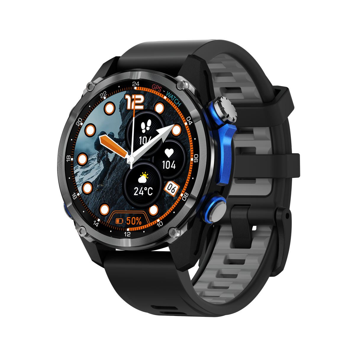 Rogbid Apex HD GPS Smartwatch- Military-Grade Durability, 5ATM Waterproof & 500mAh Long-Lasting Battery