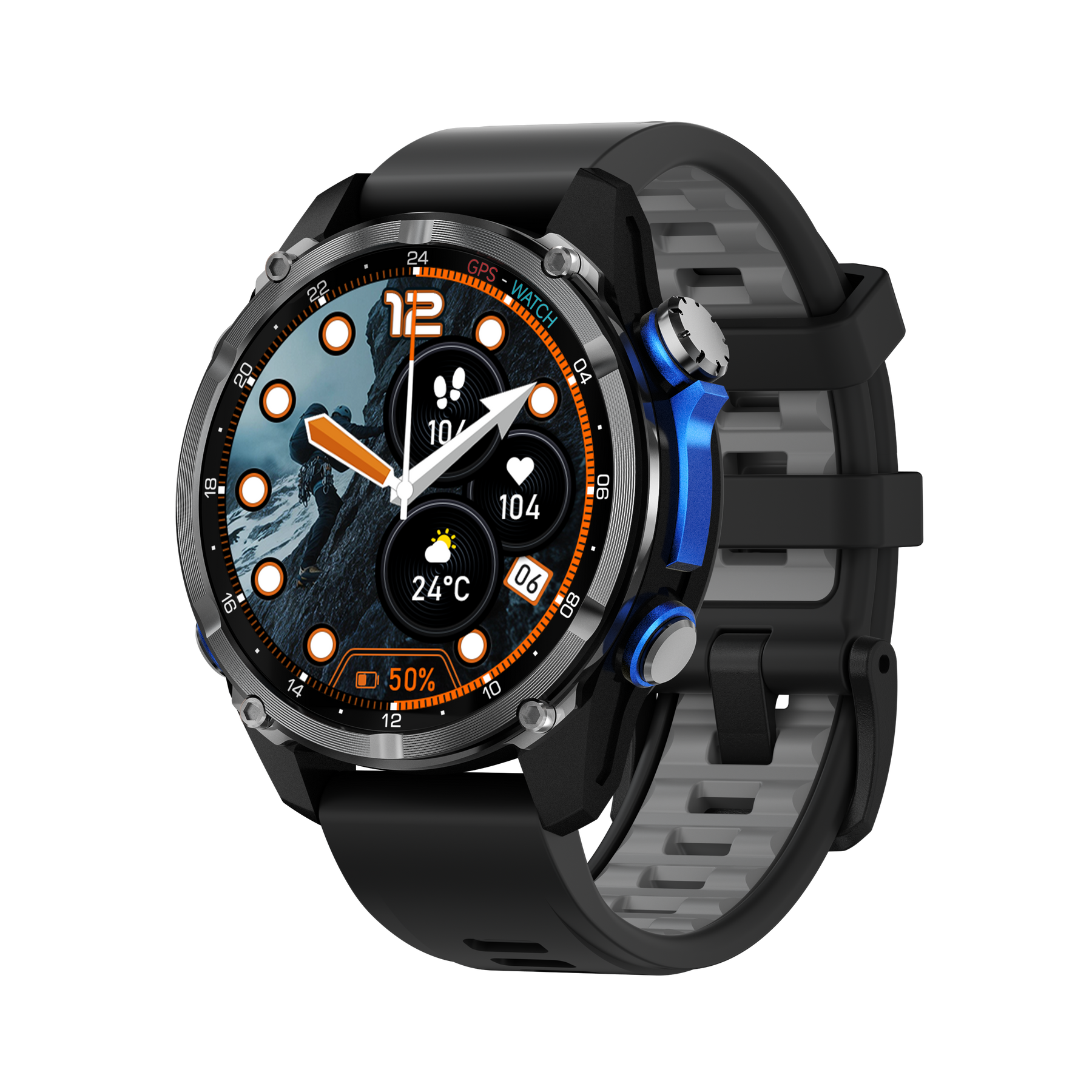 Rogbid Apex HD GPS Smartwatch- Military-Grade Durability, 5ATM Waterproof & 500mAh Long-Lasting Battery